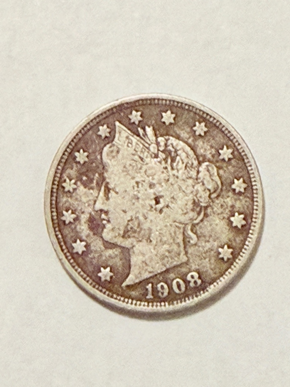 1908 Lady Liberty Head "V" Nickel minted American Coin money 5 cent piece